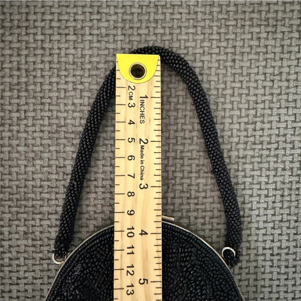 Beaded Evening Bag Black Formal Cocktail Vintage Mini Purse Kiss Lock La Regale